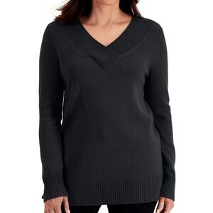 Karen Scott Black Crossover V-Neck Minimalist Sweater size medium